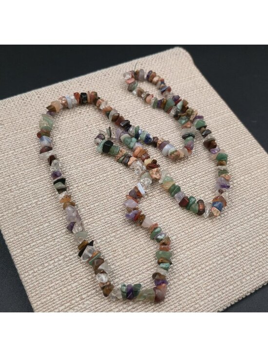 Jewelry - Polished Mixed Stone Tumbled Pebble Strand Necklace - 16" Slip On B1198